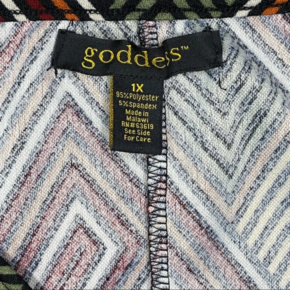 Goddess Ruched Drawstring Geometric Print Blouse - Picture 2 of 4